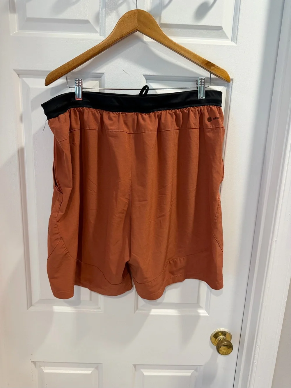 Adidas aeroready Rust Orange Athletic Shorts w Black Waistband Sz XXL